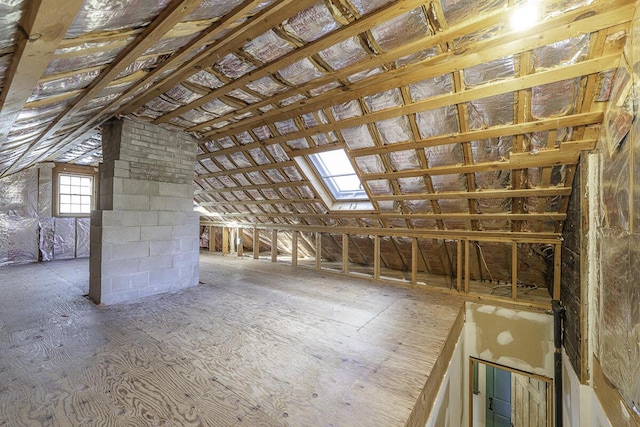 view of unfinished attic