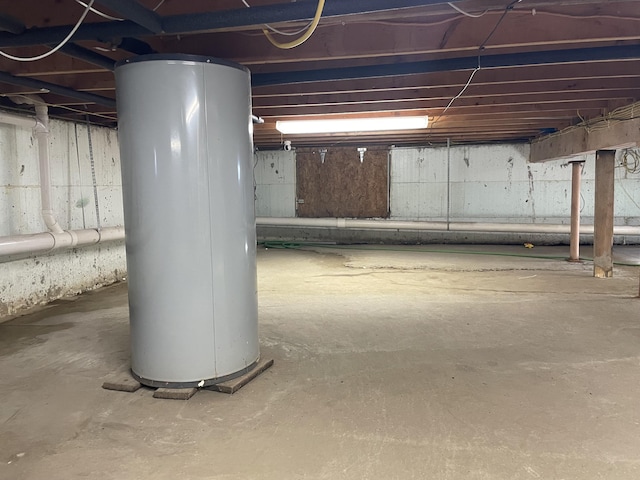 basement with gas water heater