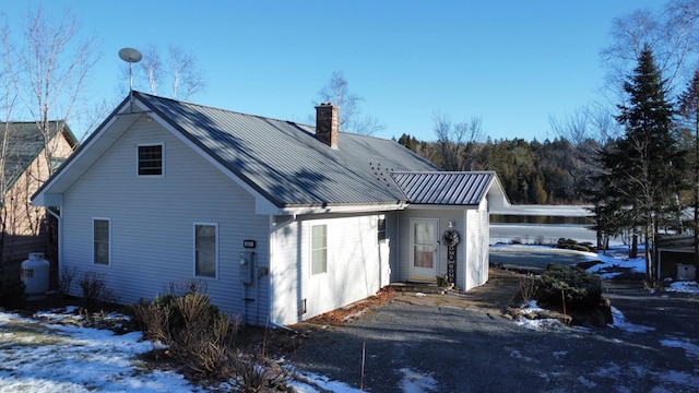 view of snow covered property