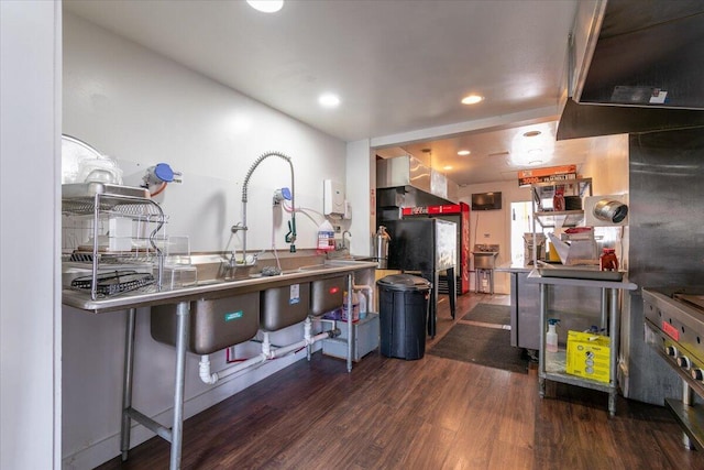 kitchen with dark wood-type flooring