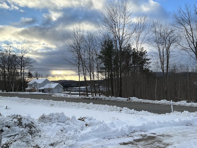 view of yard layered in snow