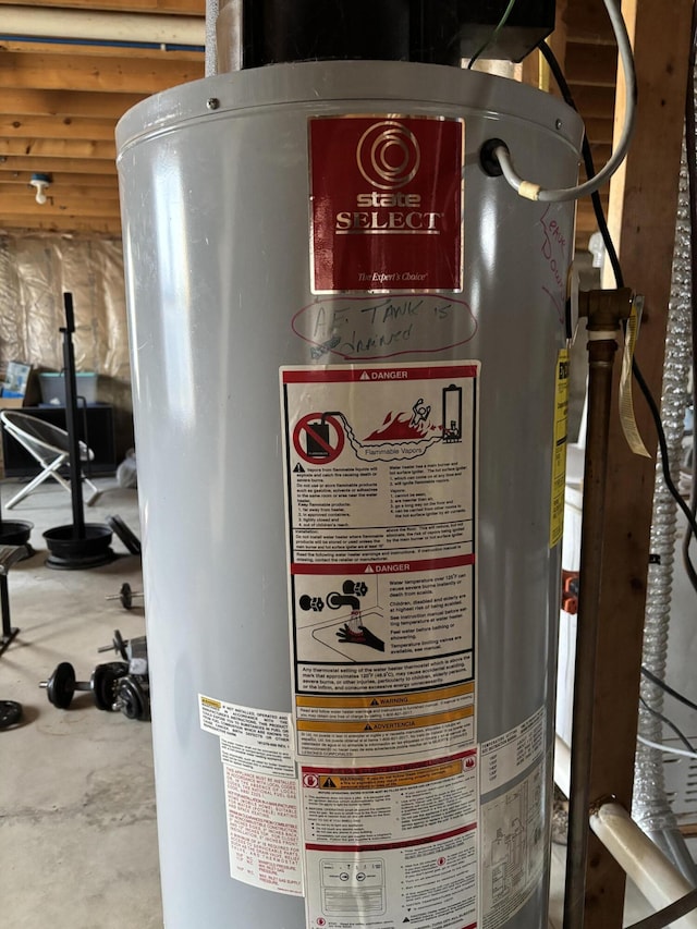 utility room with gas water heater