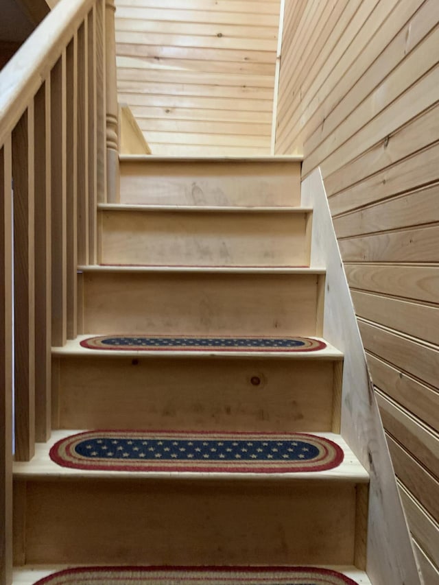 stairs with wooden walls