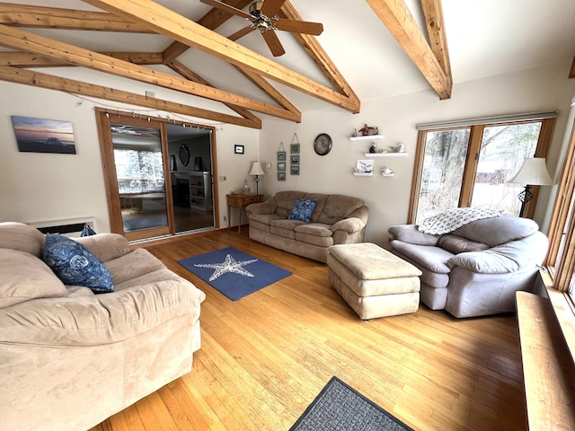 7 Edgewood Dr, Orono, ME 04473 - living area with hardwood / wood-style floors, plenty of natural light, and ceiling fan
