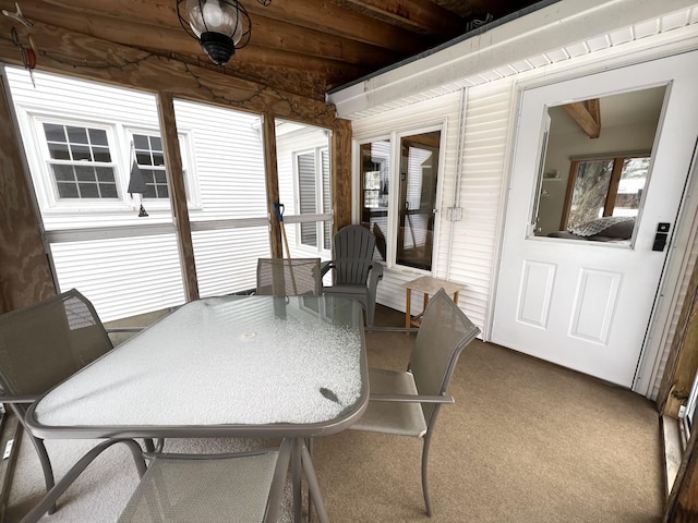 7 Edgewood Dr, Orono, ME 04473 - sunroom / solarium featuring outdoor dining area and beam ceiling