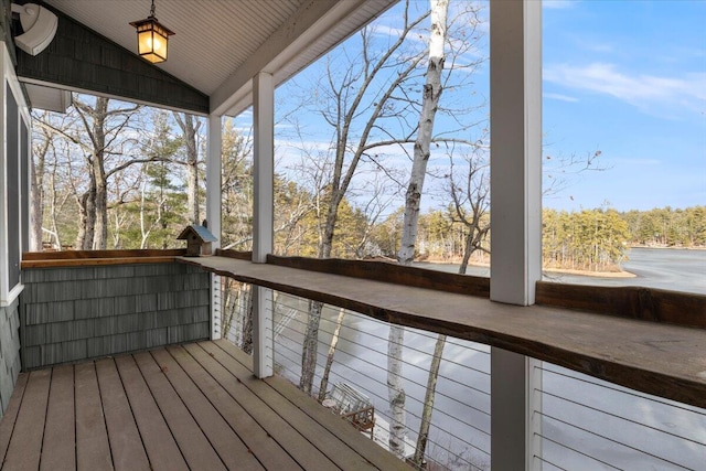 wooden deck featuring covered porch