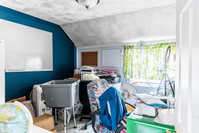 interior space featuring vaulted ceiling