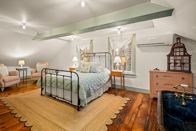 681 Sedgwick Ridge Rd, Sedgwick, ME 04676 - bedroom featuring a wall mounted AC and hardwood / wood-style floors