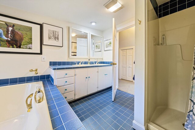 15 Brentwood Dr Unit 4, Cumberland, ME 04110 - full bathroom featuring a tub, vanity, tile patterned flooring, and a shower with curtain