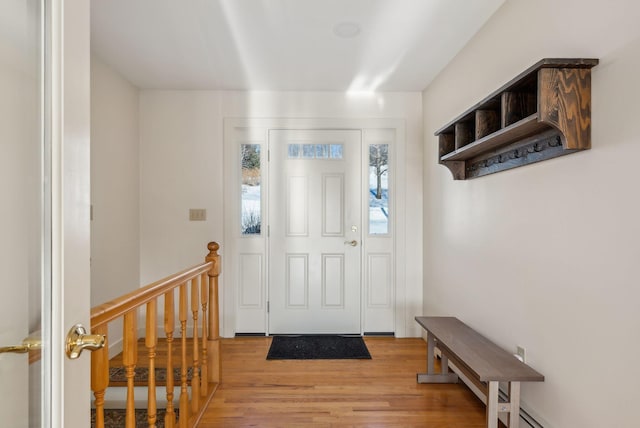 foyer entrance featuring light wood-type flooring