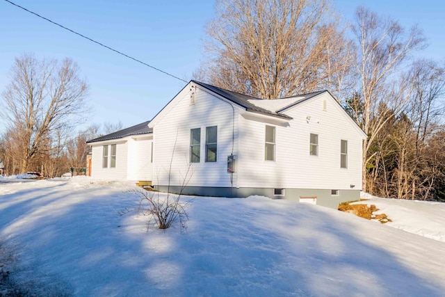 view of snow covered exterior