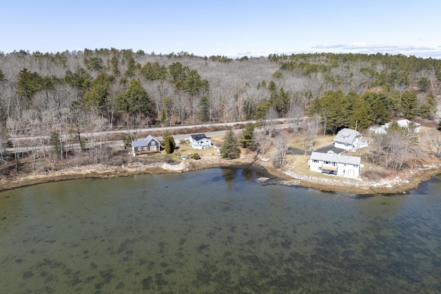 283 Mills Rd, Newcastle, ME 04553 - drone / aerial view featuring a forest view and a water view