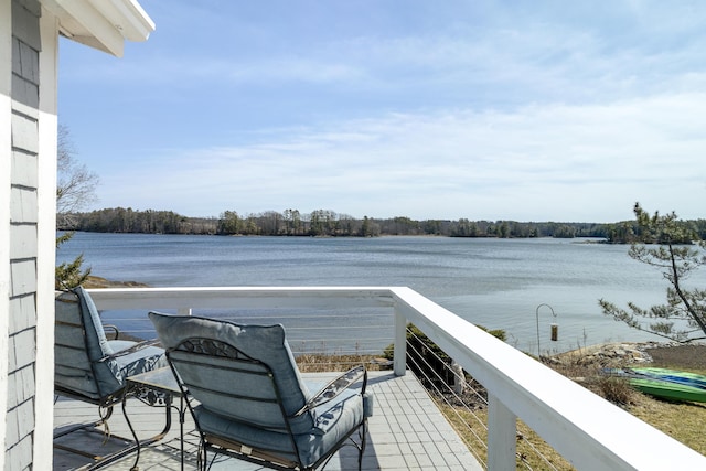 283 Mills Rd, Newcastle, ME 04553 - view of patio / terrace featuring a water view and a balcony