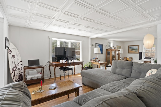 283 Mills Rd, Newcastle, ME 04553 - living room with wood finished floors and an ornate ceiling