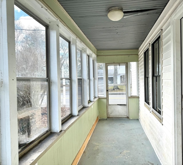 view of unfurnished sunroom