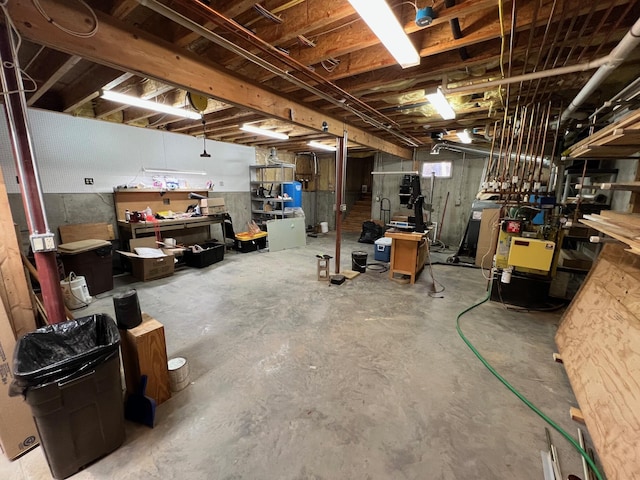 basement with water heater