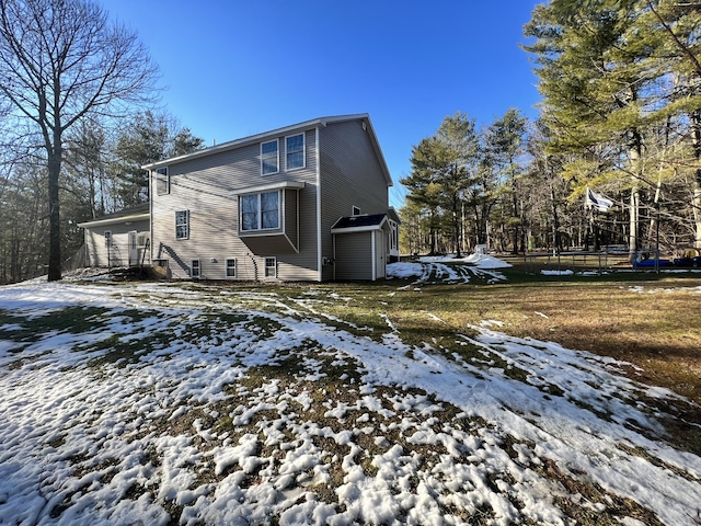 view of snow covered exterior