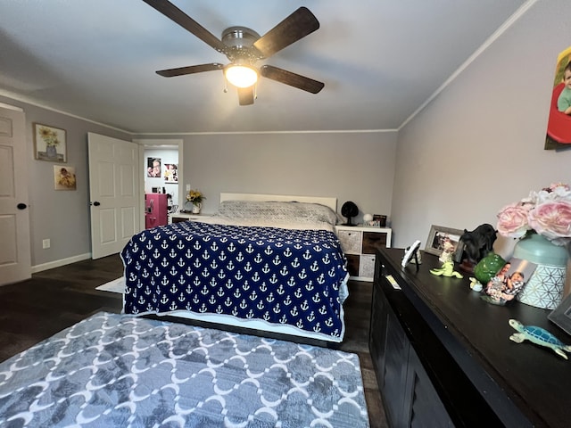 701 Stetson Rd, Exeter, ME 04435 - bedroom featuring wood finished floors, ornamental molding, and a ceiling fan