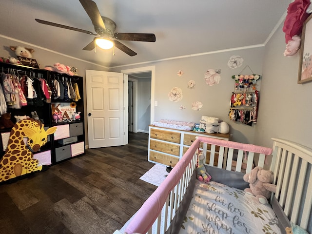 701 Stetson Rd, Exeter, ME 04435 - bedroom featuring wood finished floors, ornamental molding, and a ceiling fan