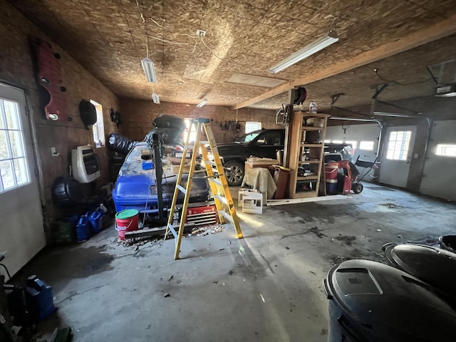 garage with a garage door opener