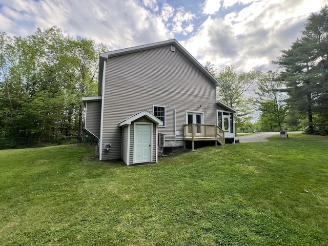 701 Stetson Rd, Exeter, ME 04435 - rear view of property with a yard and french doors