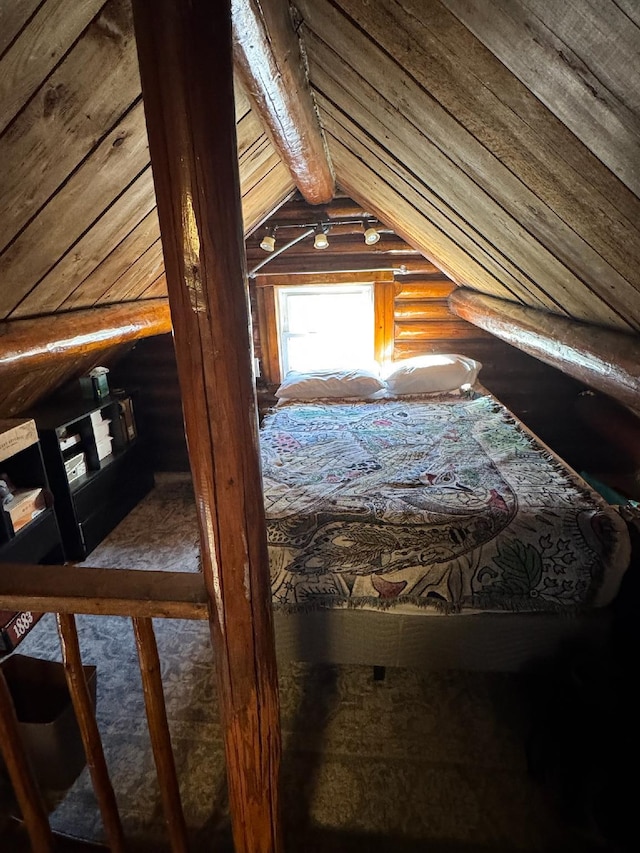 view of unfinished attic