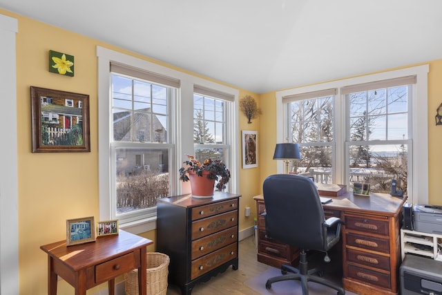 office space featuring light hardwood / wood-style flooring