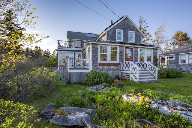 12 Cliff Rd, Bristol, ME 04554 - view of front of house featuring a chimney and a balcony