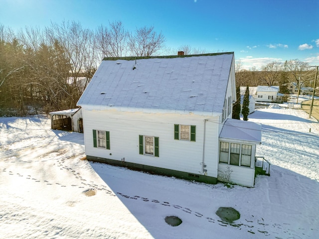 view of snowy exterior