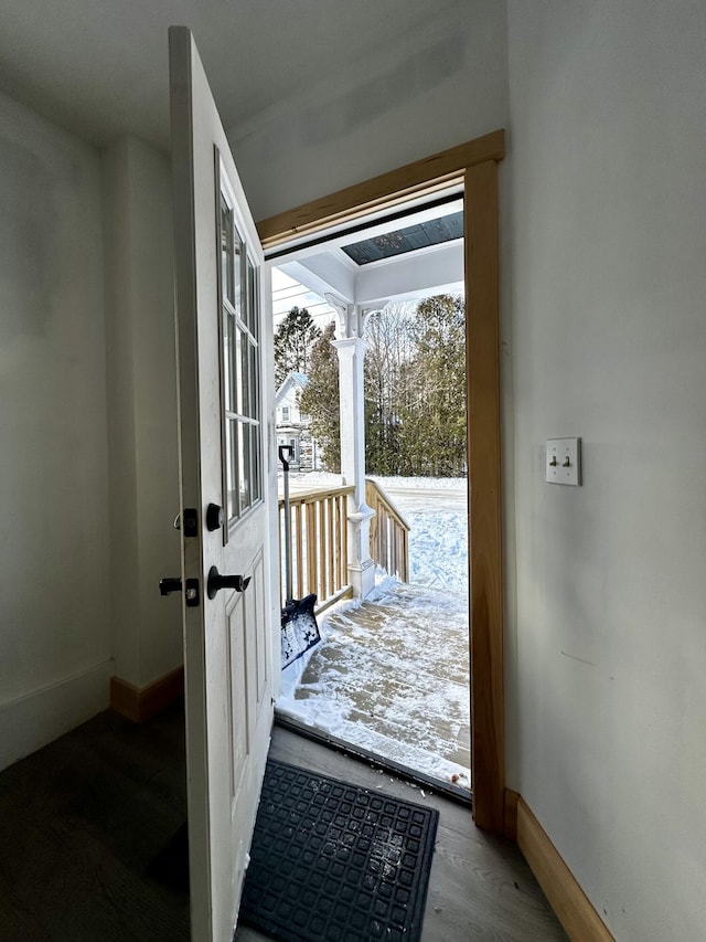 entryway featuring hardwood / wood-style floors