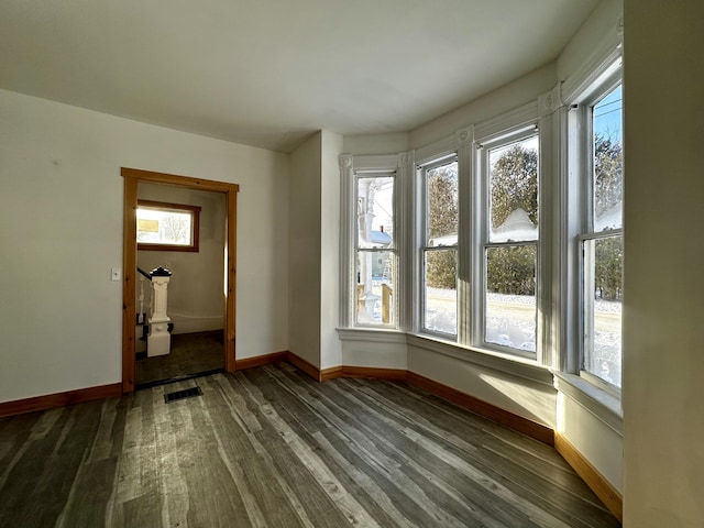 spare room featuring dark wood-type flooring