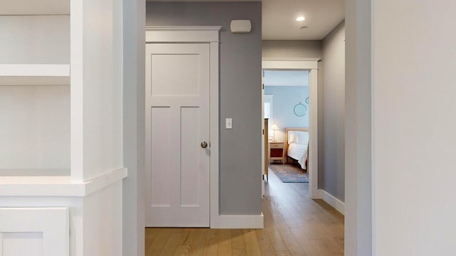 hall featuring light wood-type flooring