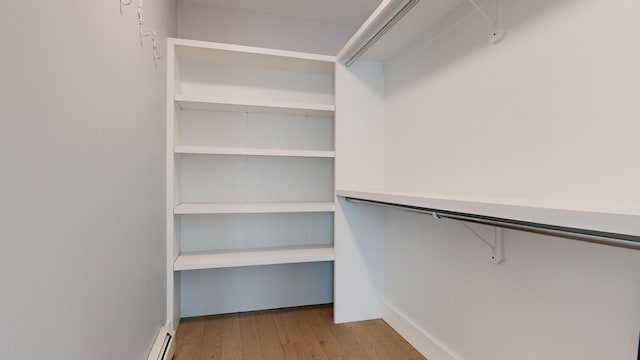 spacious closet with light hardwood / wood-style flooring