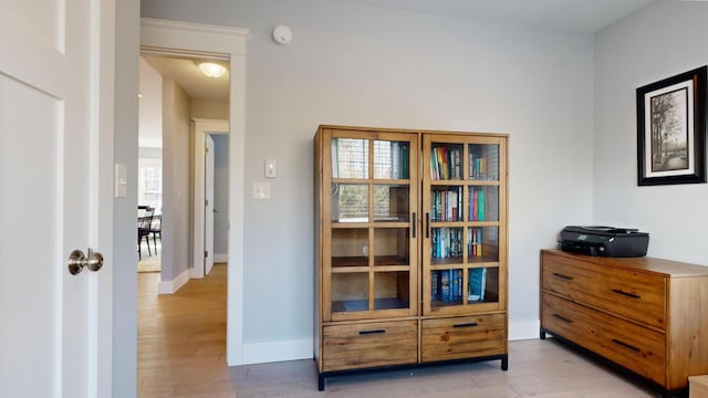 interior space with light hardwood / wood-style floors