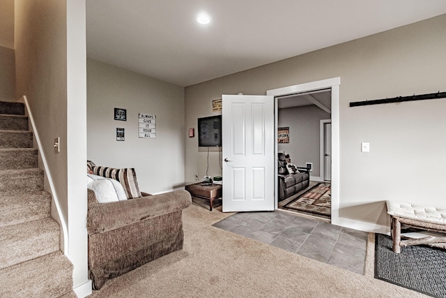 interior space featuring carpet flooring