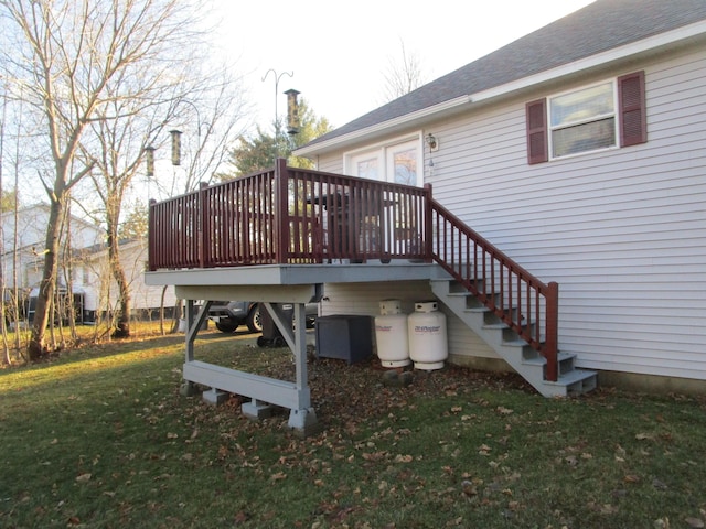 deck featuring a yard