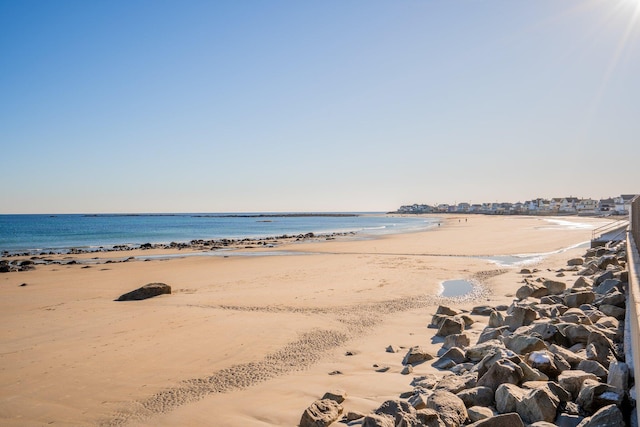 view of water feature featuring a view of the beach