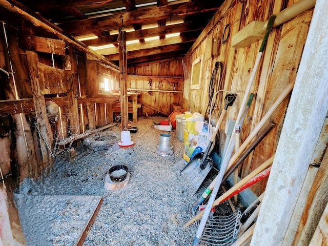 misc room with vaulted ceiling