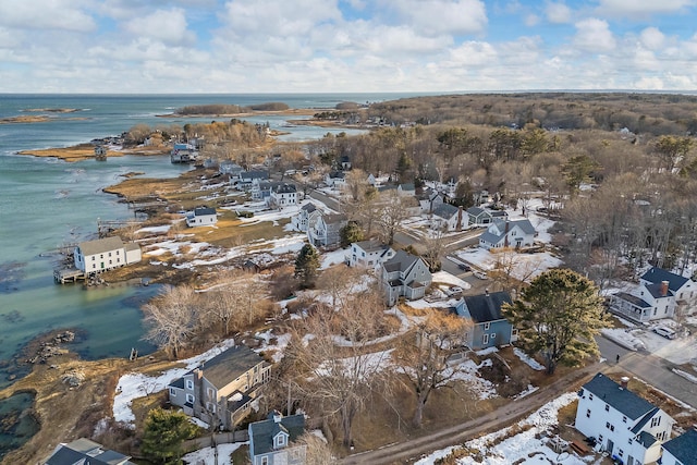 aerial view with a residential view and a water view