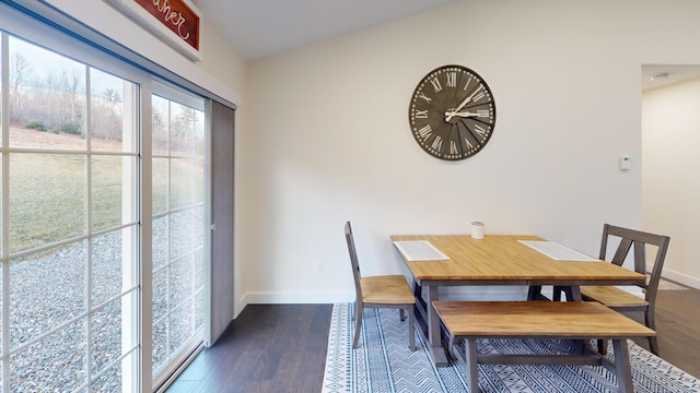 dining room with dark wood-type flooring