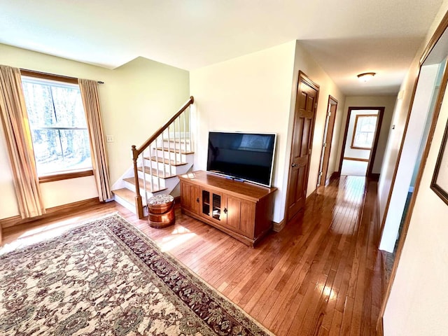 281 Danville Corner Rd, Auburn, ME 04210 - living area with baseboards, plenty of natural light, and hardwood / wood-style floors