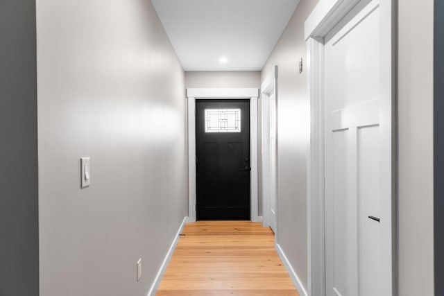 doorway featuring light wood-type flooring