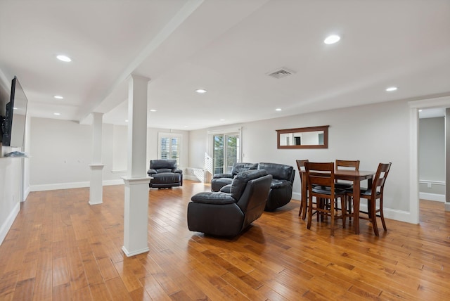 living room featuring light hardwood / wood-style floors