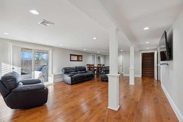 living room with wood-type flooring