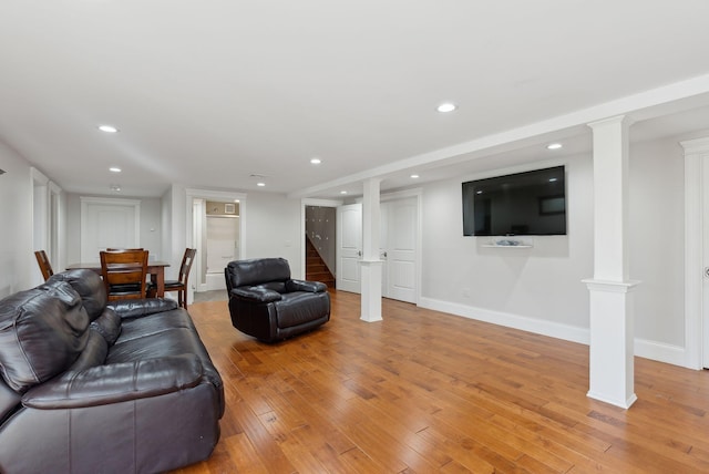 living room featuring light hardwood / wood-style flooring