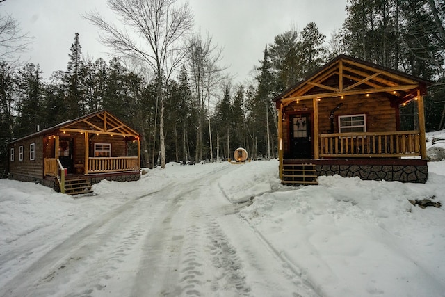 view of snow covered exterior