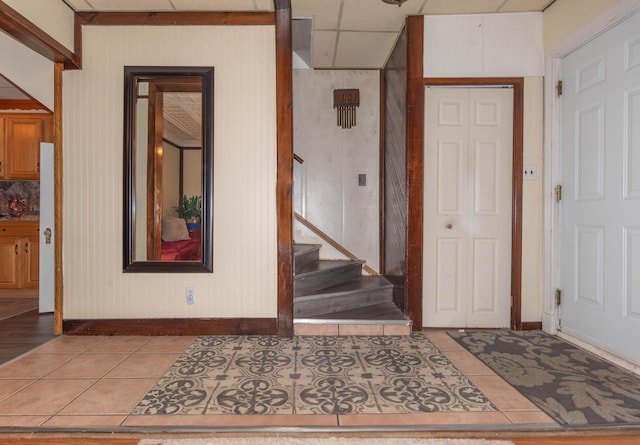 entrance foyer with tile patterned flooring