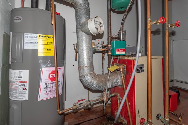 utility room with water heater