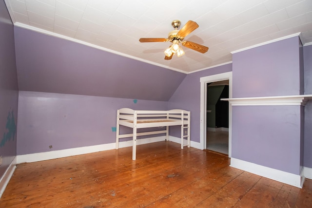1153 Dexter Rd, Dover-Foxcroft, ME 04426 - bonus room featuring hardwood / wood-style floors, ceiling fan, and lofted ceiling