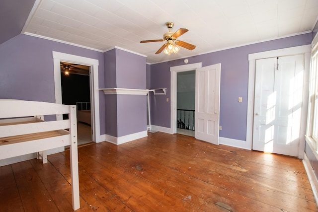 1153 Dexter Rd, Dover-Foxcroft, ME 04426 - unfurnished room featuring ceiling fan, hardwood / wood-style flooring, and crown molding